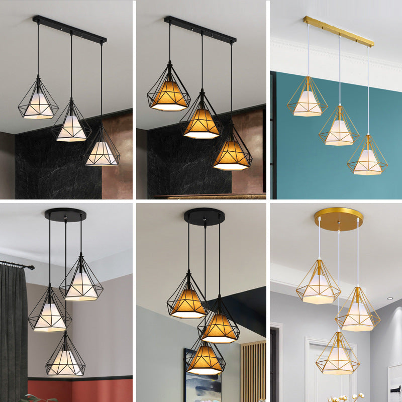 Modern minimalist three-head LED adjustable-height ironware ceiling lamp