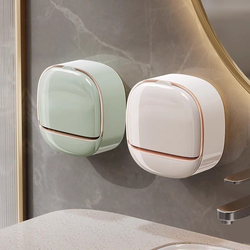 Wall Mounted Drainage Soap Box with Sponge Storage