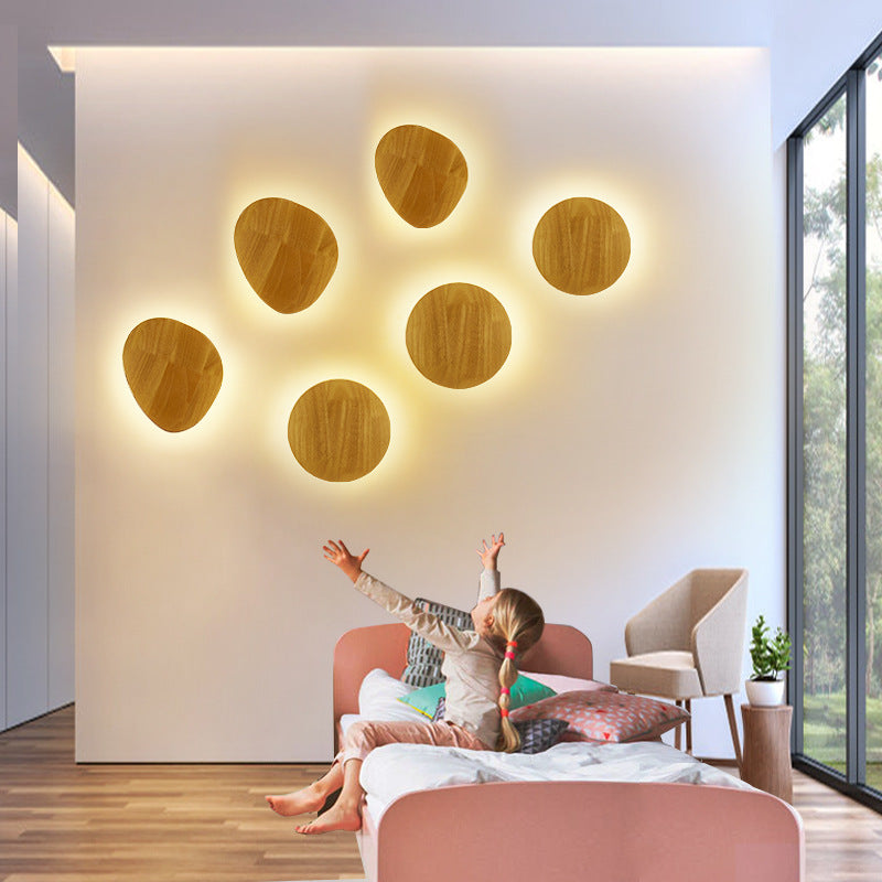 Solid Wood Round Wall Lamp