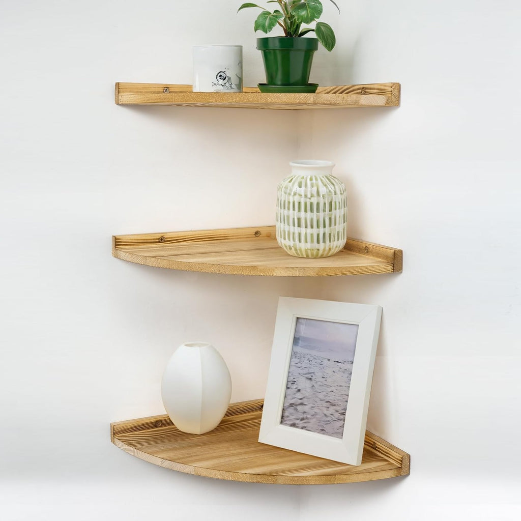 Solid Wood Corner Shelf Storage Rack Wall-Mounted Shelf