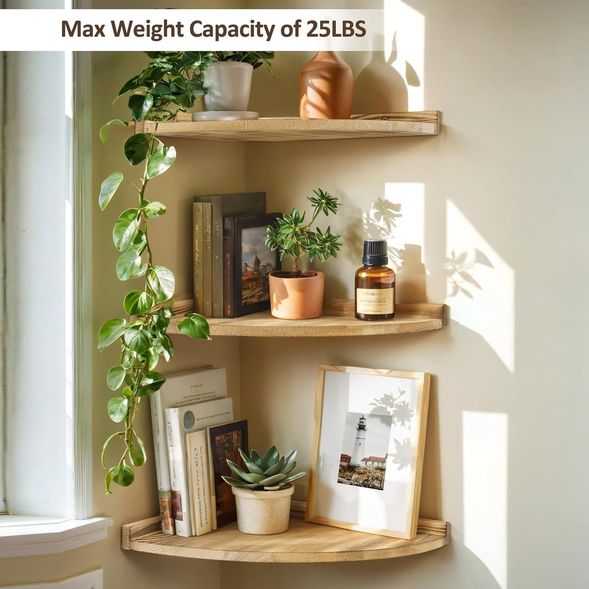 Solid Wood Corner Shelf Storage Rack Wall-Mounted Shelf