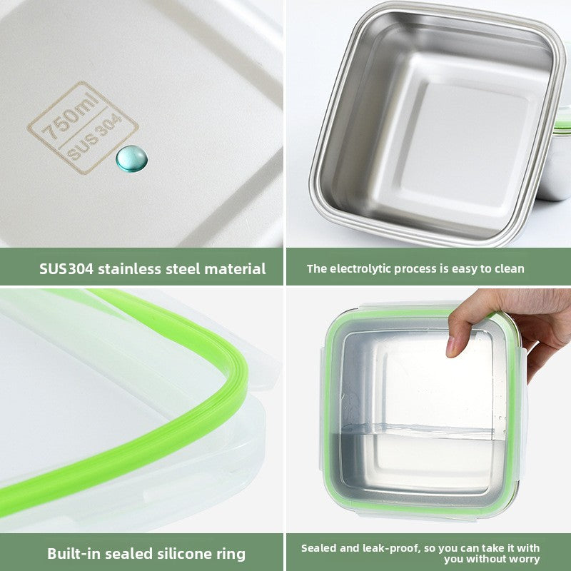 Food-grade 304 stainless steel sealed leak-proof preservation box