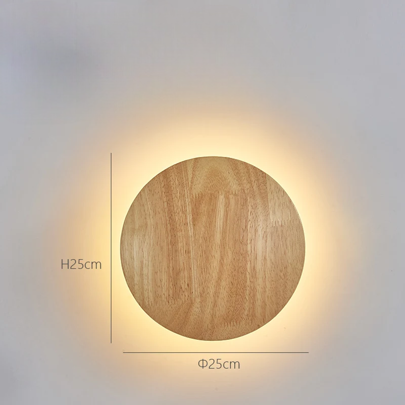 Solid Wood Round Wall Lamp