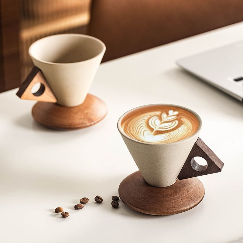 Retro-style ceramic coffee cup