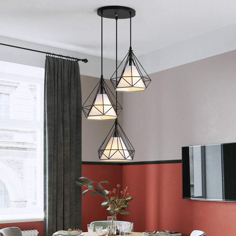 Modern minimalist three-head LED adjustable-height ironware ceiling lamp