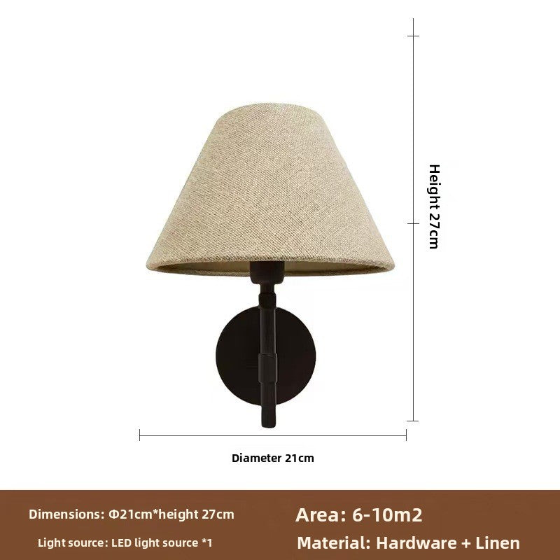 Japanese Retro Fabric Wall Lamp with Warm Light