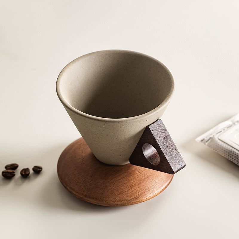 Retro-style ceramic coffee cup