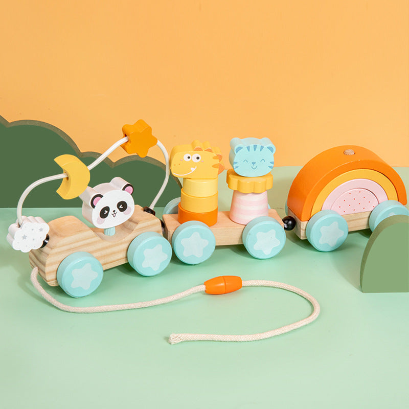 Children Wooden Montessori Educational Pull String Toy