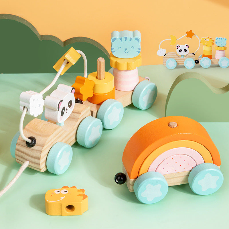 Children Wooden Montessori Educational Pull String Toy