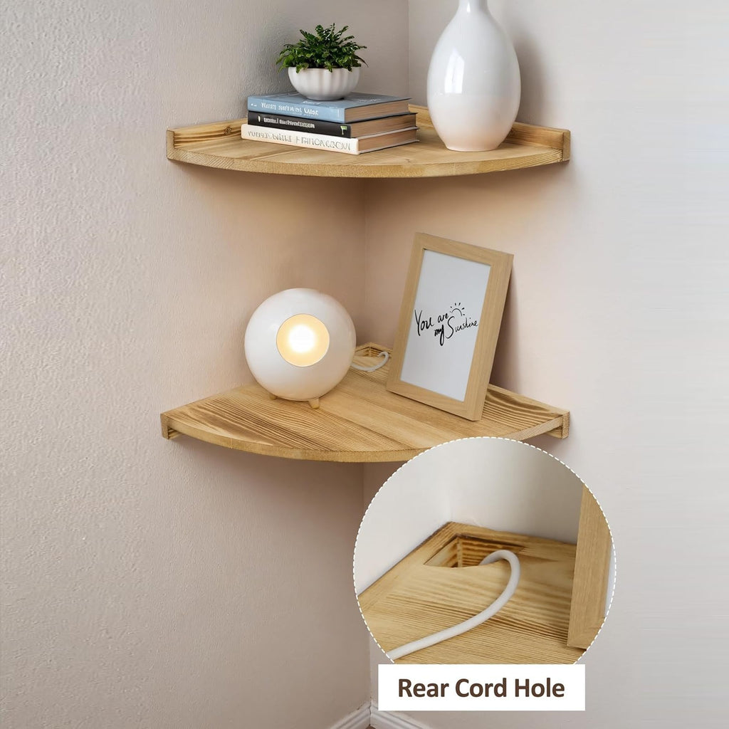 Solid Wood Corner Shelf Storage Rack Wall-Mounted Shelf