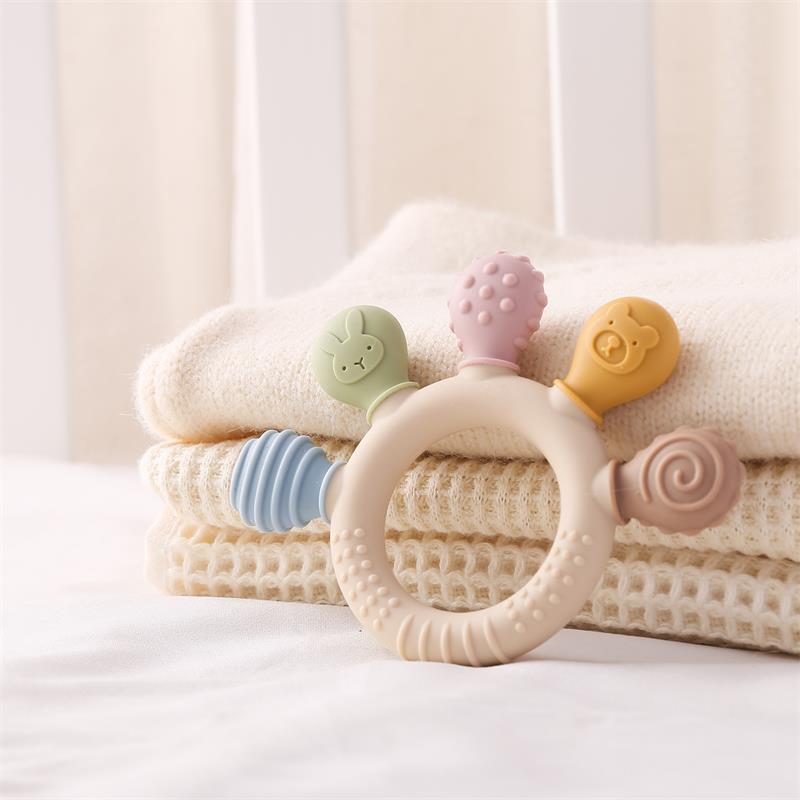 Baby Silicone Finger Teether Soothing Toy Anti-Chewing Bracelet for Teething Infants