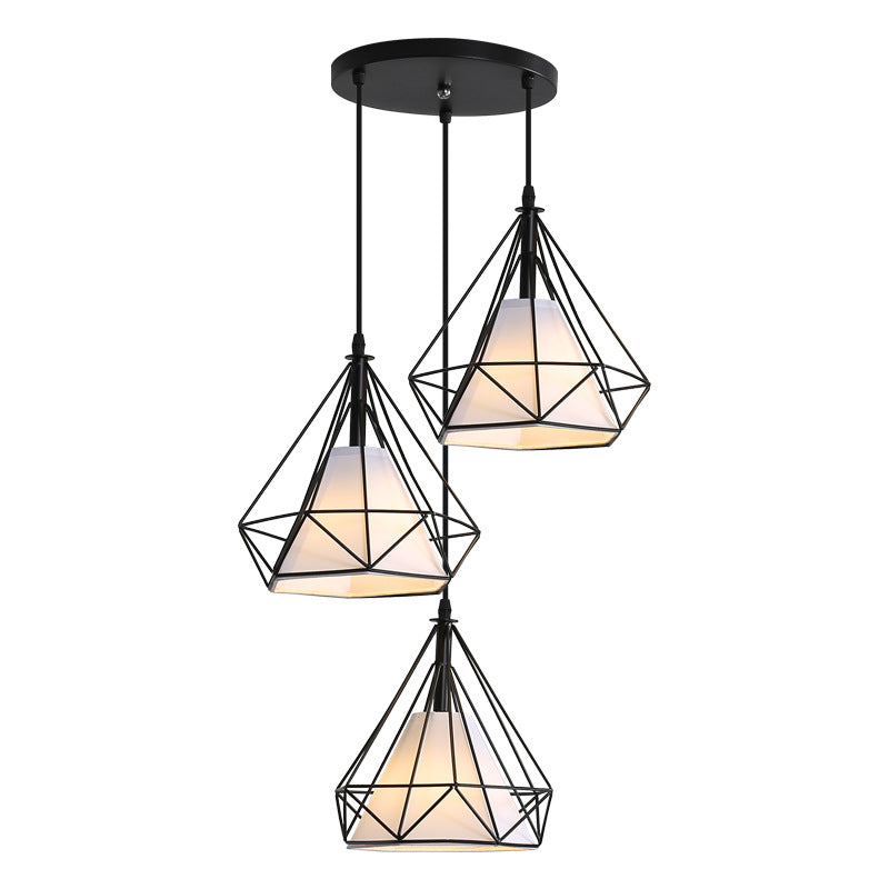 Modern minimalist three-head LED adjustable-height ironware ceiling lamp