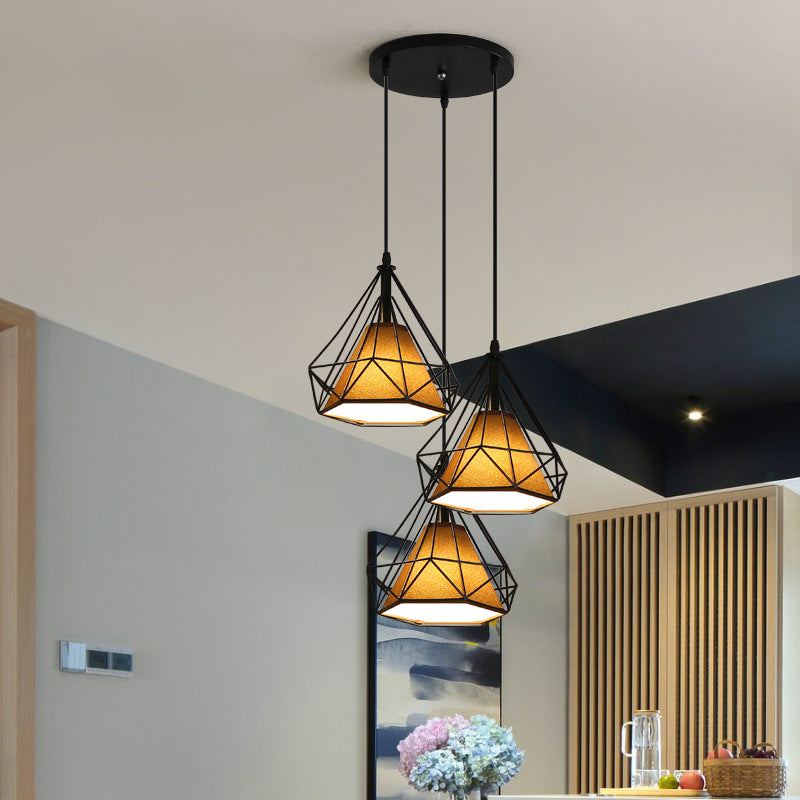 Modern minimalist three-head LED adjustable-height ironware ceiling lamp