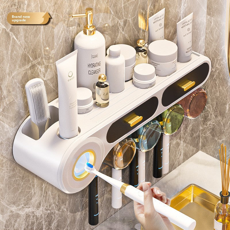 Tooth Cup Toothbrush Storage Rack Punch-Free Wall-Mounted Family Wash Cup Set Mouthwash Cup Dental Rack Dental Rack