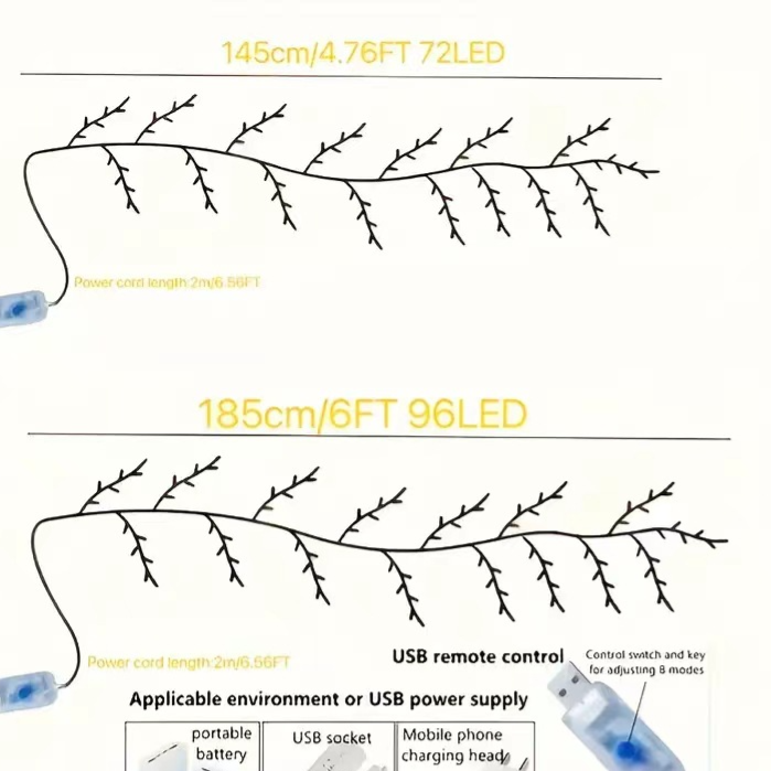 Flexible LED Rattan Branch Light String