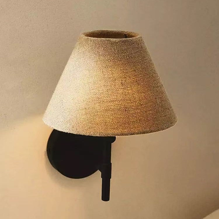 Japanese Retro Fabric Wall Lamp with Warm Light