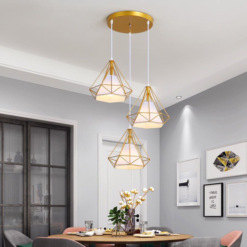 Modern minimalist three-head LED adjustable-height ironware ceiling lamp