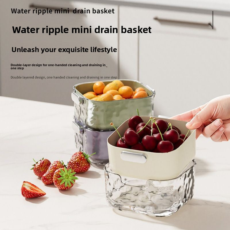 Double Layer Vegetable Washing Basket with Draining Basin